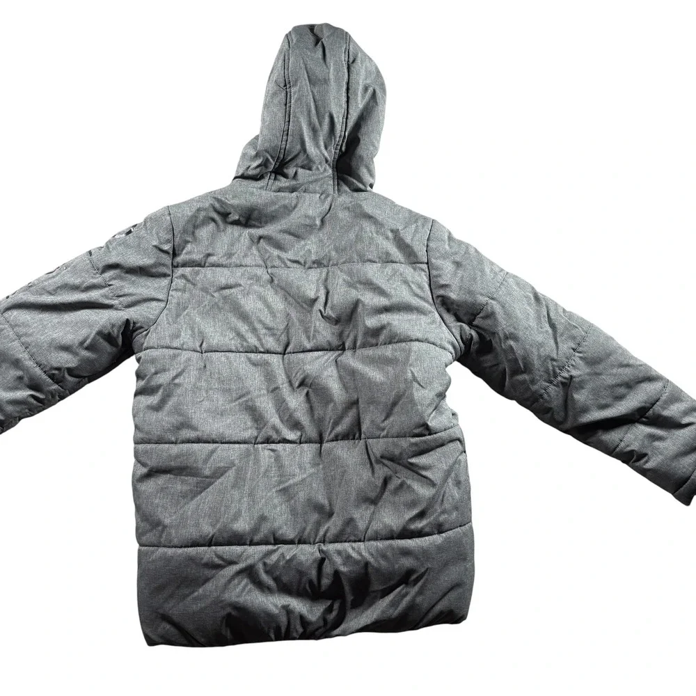 Calvin Klein Jeans Kids Gray Hooded Puffer Jacket Sz M 10/12 Gorpcore arm